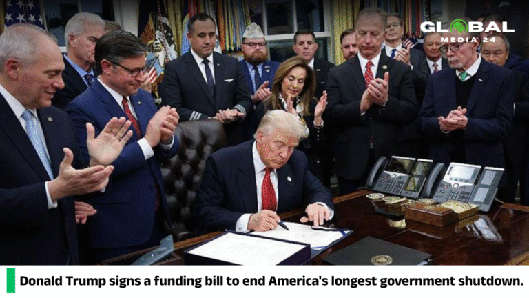 Donald Trump signs a funding bill to end America's longest government shutdown. (1)