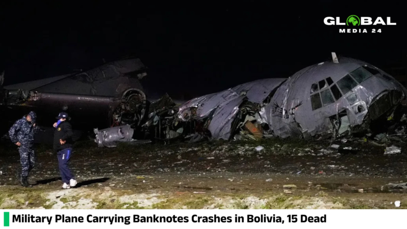 A military aircraft transporting banknotes crashed in Bolivia, leaving at least 15 people dead