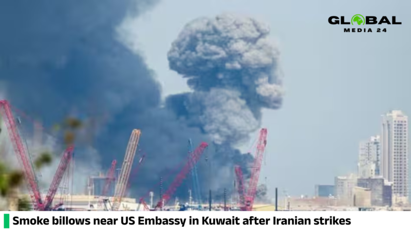 Billows of smoke were seen rising near the US Embassy in Kuwait after Iran carried out its strikes