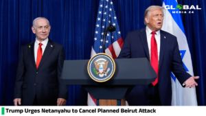 US President Donald Trump and Israeli Prime Minister Benjamin Netanyahu during diplomatic discussions as tensions rise over a planned Beirut strike that was later called off.